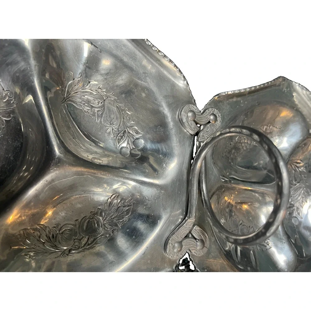 Cromwell Vintage hand-wrought aluminum double-section snack and relish tray